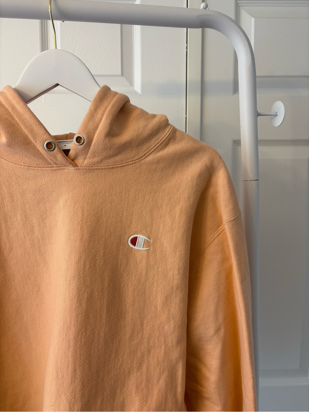Champion Peach Cropped Pullover Hoodie Size Medium Cotton - Picture 3 of 12